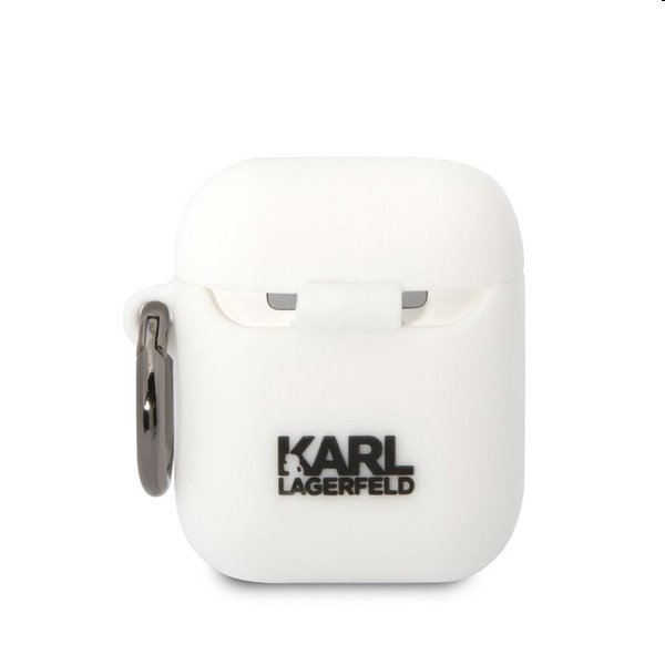 Karl Lagerfeld 3D Logo NFT Karl Head szilikontok Apple AirPods 1/2 számára, biele