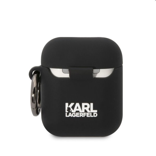 Karl Lagerfeld 3D Logo NFT Karl Head szilikontok Apple AirPods 1/2 számára, fekete Karl Lagerfeld 3D Logo NFT Karl Head szilikontok Apple AirPods 1/2 számára, fekete
