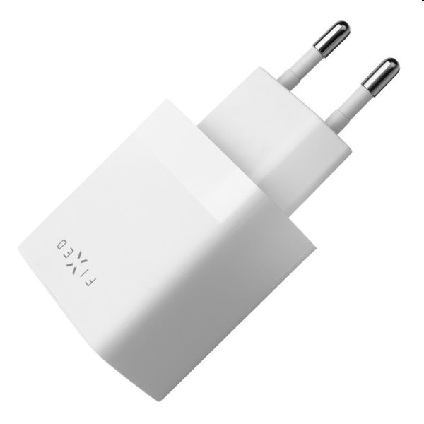 FIXED Set Hálózati töltő 2xUSB kimenettel és USB/USB-C kábellel, 1 m, 17W, Smart Rapid Charge, fehér