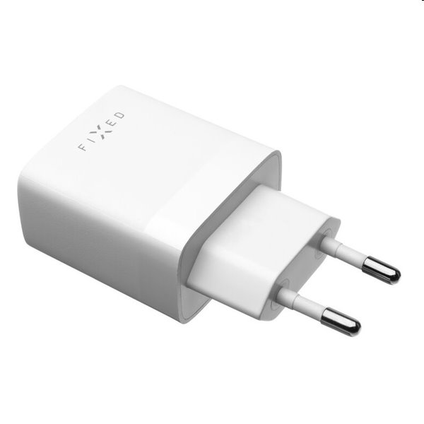 FIXED Set Hálózati töltő 2xUSB kimenettel és USB/USB-C kábellel, 1 m, 17W, Smart Rapid Charge, fehér