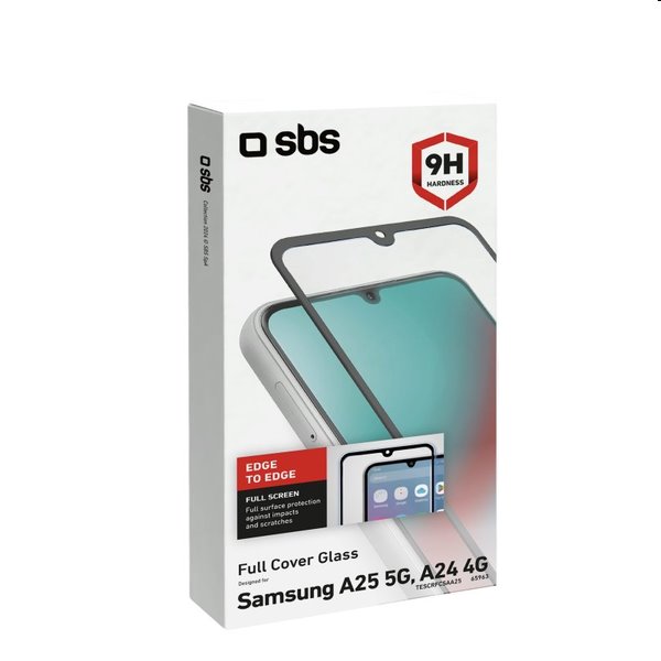 Tvrdené sklo SBS Full Cover Samsung Galaxy A25 5G számára, fekete Tvrdené sklo SBS Full Cover Samsung Galaxy A25 5G számára, fekete