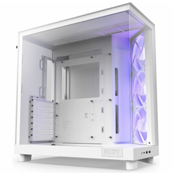 NZXT case H6 Flow RGB / 3x120 mm fan / glass / mesh panel / fehér