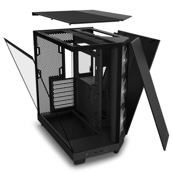 NZXT case H6 Flow RGB / 3x120 mm fan / tempered glass / mesh panel / fekete