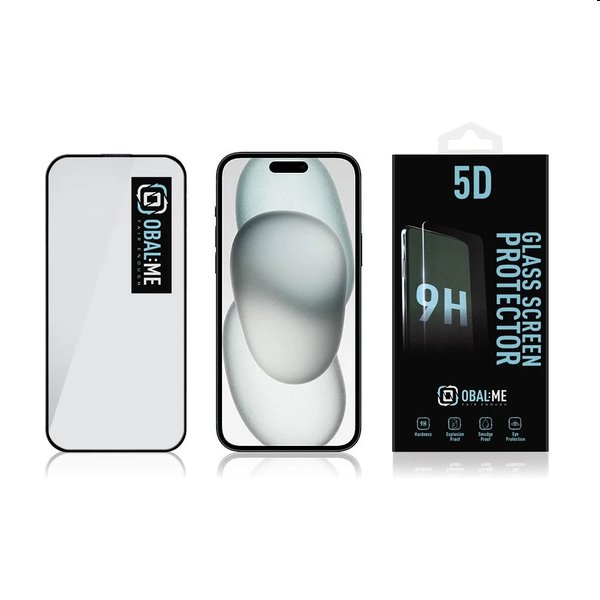 OBAL:ME 5D Edzett védőüveg Apple iPhone 15 számára, fekete OBAL:ME 5D Edzett védőüveg Apple iPhone 15 számára, fekete