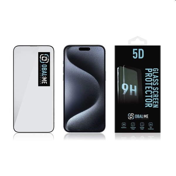 OBAL:ME 5D Edzett védőüveg Apple iPhone 15 Pro számára, fekete OBAL:ME 5D Edzett védőüveg Apple iPhone 15 Pro számára, fekete