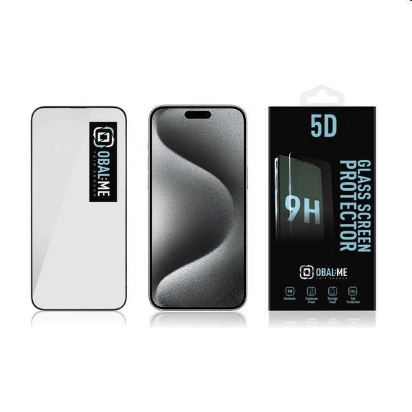 OBAL:ME 5D Edzett védőüveg Apple iPhone 15 Pro Max számára, fekete