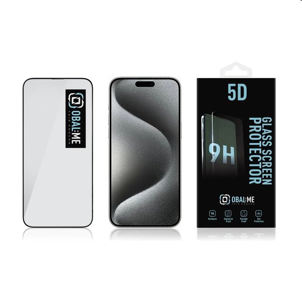 OBAL:ME 5D Edzett védőüveg Apple iPhone 15 Pro Max számára, fekete OBAL:ME 5D Edzett védőüveg Apple iPhone 15 Pro Max számára, fekete