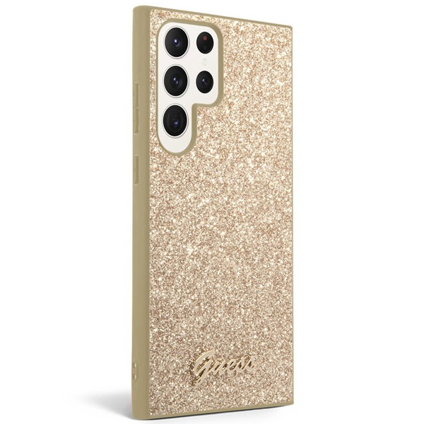 Guess Glitter Flakes tok Samsung Galaxy S24 Ultra számára, arany