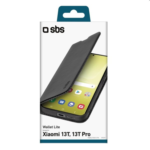 SBS Book Wallet Lite tok Xiaomi 13T/13T Pro számára, fekete