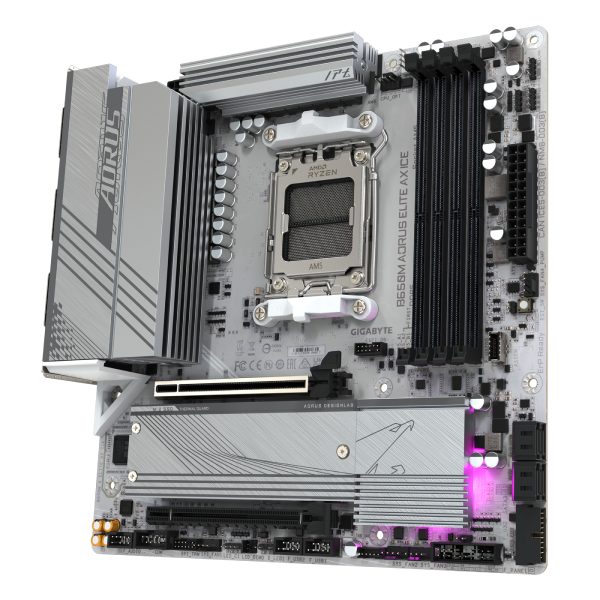 Gigabyte AORUS B650M ELITE AX ICE alaplap, AMD B650, AM5, 4xDDR5, mATX