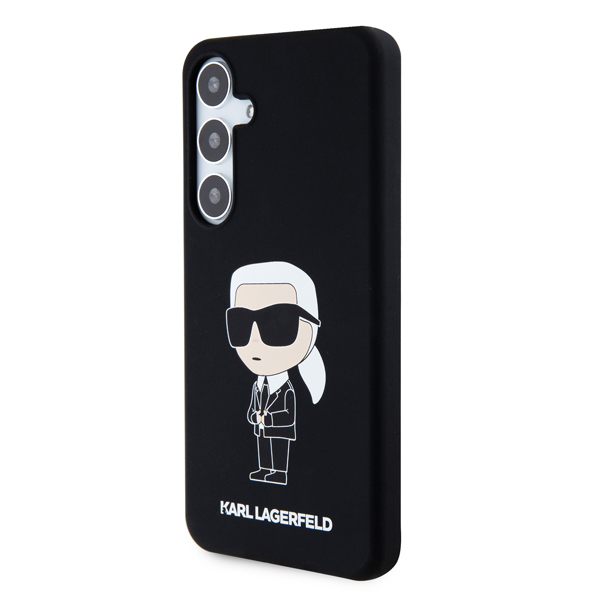 Karl Lagerfeld Liquid Silicone Ikonik NFT hátlapi tok Samsung Galaxy S24 Plus számára, fekete