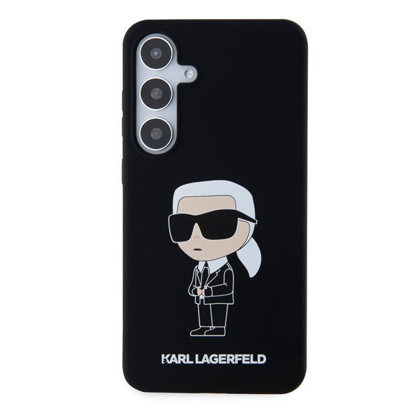 Karl Lagerfeld Liquid Silicone Ikonik NFT hátlapi tok Samsung Galaxy S24 Plus számára, fekete