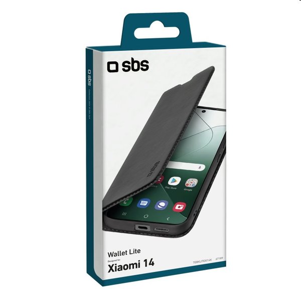 SBS Book Wallet Lite tok Xiaomi 14 számára, fekete