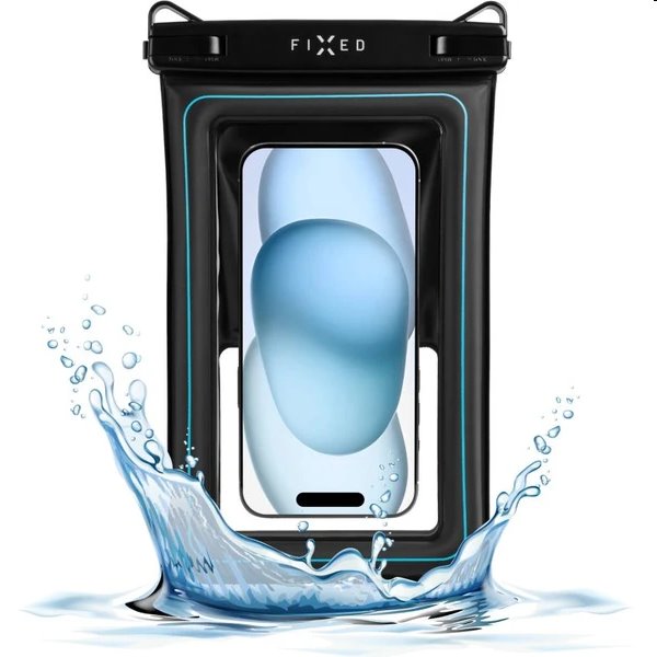 Vízálló lebegő mobiltelefon tok FIXED Float Max minőségi zárrendszerrel és IPX8 tanúsítvánnyal, fekete