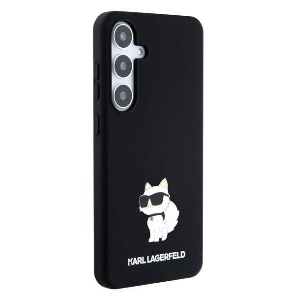 Karl Lagerfeld Liquid Silicone Choupette NFT hátlapi tok Samsung Galaxy S24 Plus számára, fekete