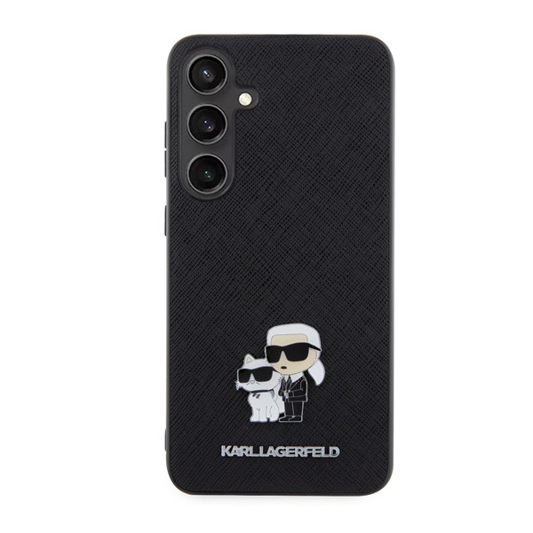 Karl Lagerfeld PU Saffiano Metal Karl and Choupette hátlapi tok Samsung Galaxy S24 számára, fekete Karl Lagerfeld PU Saffiano Metal Karl and Choupette hátlapi tok Samsung Galaxy S24 számára, fekete