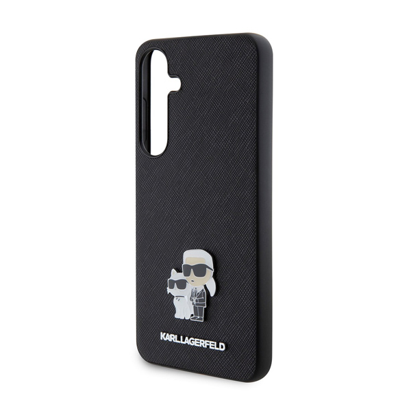 Karl Lagerfeld PU Saffiano Metal Karl and Choupette hátlapi tok Samsung Galaxy S24 számára, fekete Karl Lagerfeld PU Saffiano Metal Karl and Choupette hátlapi tok Samsung Galaxy S24 számára, fekete