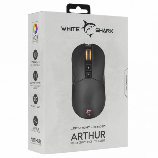 White Shark játékos egér ARTHUR, 9D, 10 000 dpi, fekete White Shark játékos egér ARTHUR, 9D, 10 000 dpi, fekete