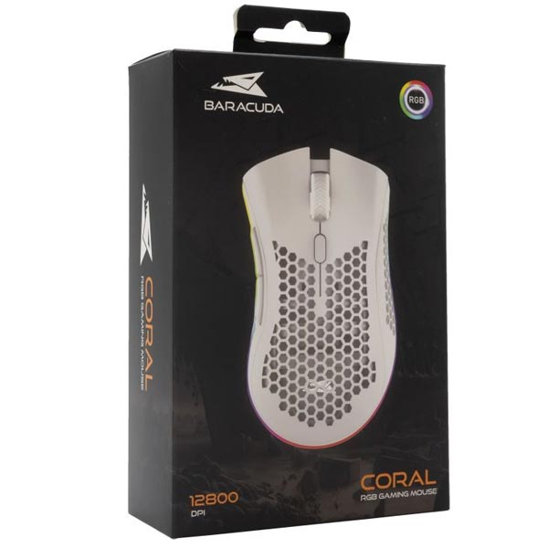 Baracuda CORAL játékos egér, 6D, 12800 dpi, fehér Baracuda CORAL játékos egér, 6D, 12800 dpi, fehér
