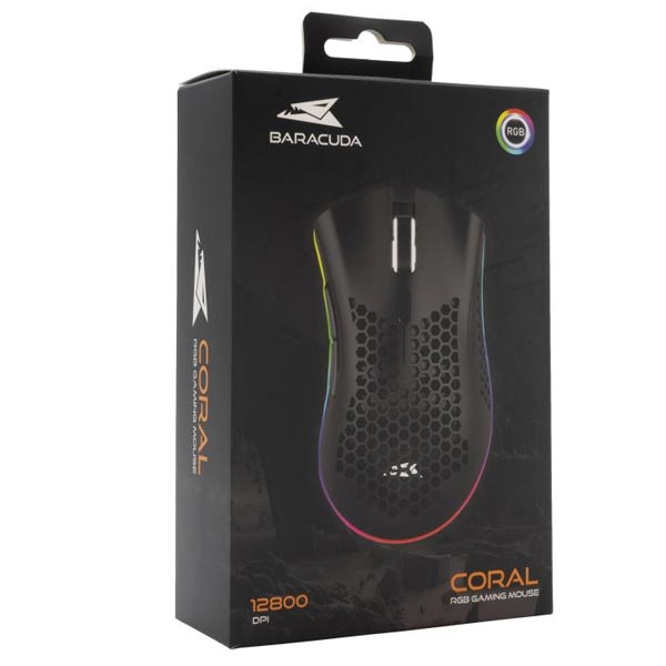 Baracuda CORAL játékos egér, 6D, 12800 dpi, fekete Baracuda CORAL játékos egér, 6D, 12800 dpi, fekete