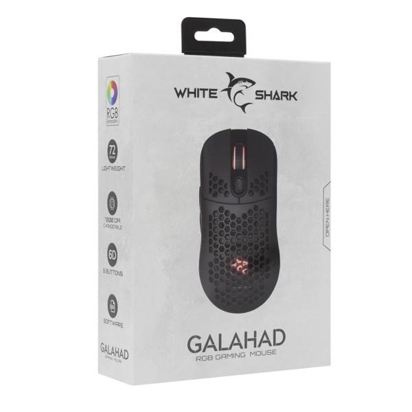 White Shark játékos egér GALAHAD, 7200 dpi, fekete White Shark játékos egér GALAHAD, 7200 dpi, fekete