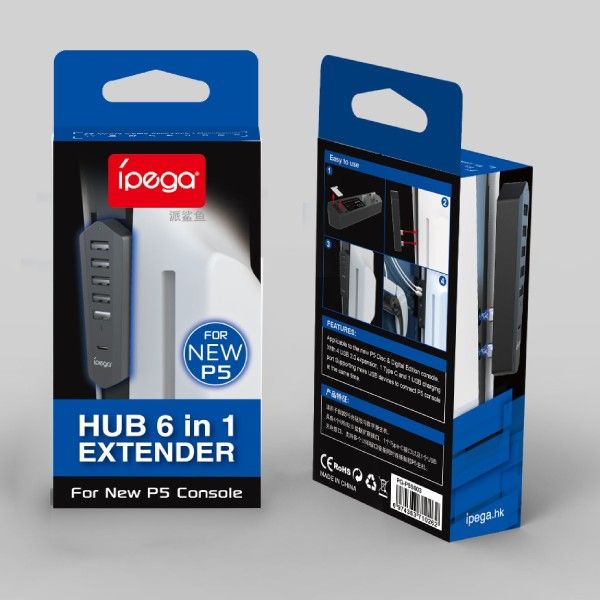 iPega P5S003 USB/USB-C HUB  PS5 Slim/PS5 Pro Black iPega P5S003 USB/USB-C HUB  PS5 Slim/PS5 Pro Black