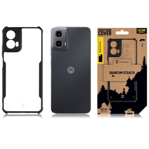 Tactical Quantum Stealth tok Motorola G34 számára, áttetsző/fekete Tactical Quantum Stealth tok Motorola G34 számára, áttetsző/fekete