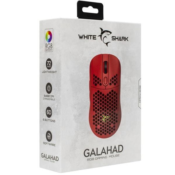 White Shark játékos egér GALAHAD, 7200 dpi, piros White Shark játékos egér GALAHAD, 7200 dpi, piros