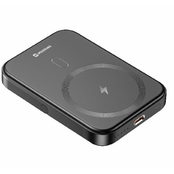 Swissten Powerbank 20 W 5000 mAh (MagSafe kompatibilis), PD, fekete Swissten Powerbank 20 W 5000 mAh (MagSafe kompatibilis), PD, fekete