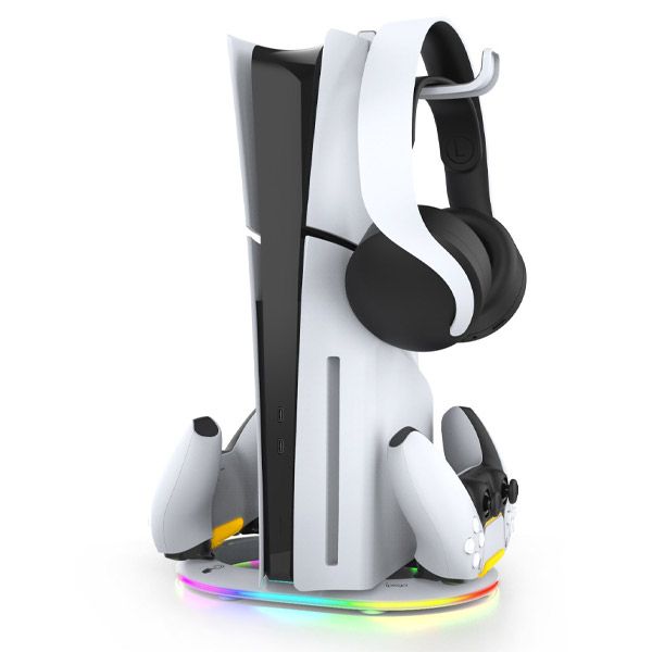 iPega P5S045 Vertical Charging Stand with RGB for PS5/PS5 Slim White iPega P5S045 Vertical Charging Stand with RGB for PS5/PS5 Slim White