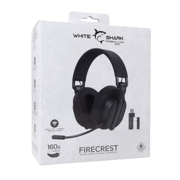 White Shark Wireless Gaming headphones FIRECREST, PC, PS4/PS5, MAC, black White Shark Wireless Gaming headphones FIRECREST, PC, PS4/PS5, MAC, black
