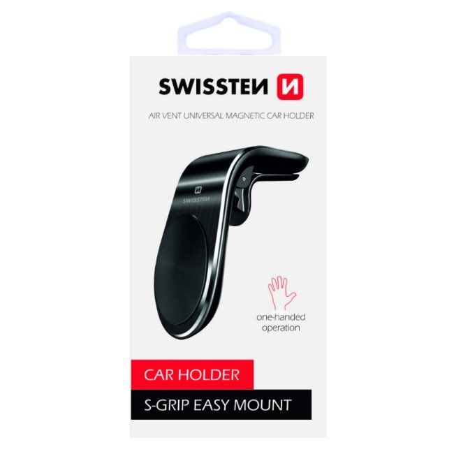 Swissten mágneses tartó szellőzőbe S-Grip easy mount, fekete Swissten mágneses tartó szellőzőbe S-Grip easy mount, fekete