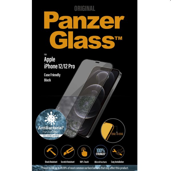 Temperált védőüveg PanzerGlass Case Friendly  Apple iPhone 12 Mini, fekete