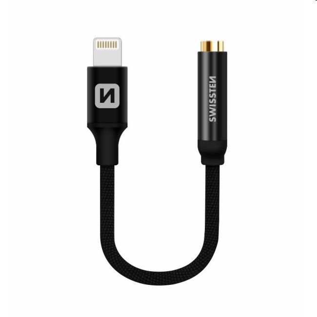 Audio adaptér Swissten Lightning/Jack (samica) 0.15m, fekete Audio adaptér Swissten Lightning/Jack (samica) 0.15m, fekete