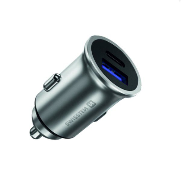 CL adapter Swissten Power Delivery USB-C+ Quick charge 36W, ezüst CL adapter Swissten Power Delivery USB-C+ Quick charge 36W, ezüst