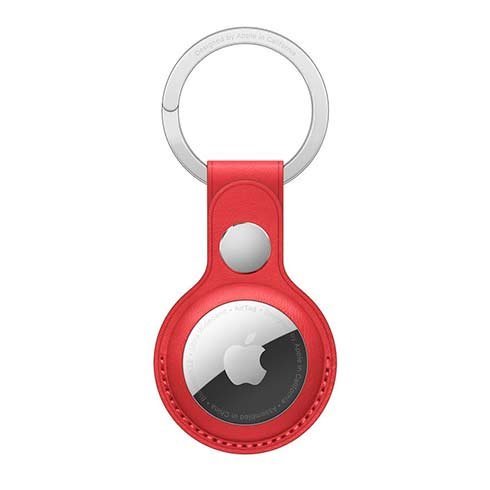 Apple AirTag Leather Key Ring, piros