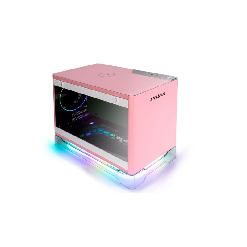 InWin A1 Plus pink, PSU 650W GOLD included, Mini ITX, TG, ARGB Fans, Qi 10W Charging akciós termékkép 1