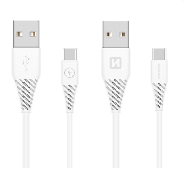 Swissten Data kábel Textile USB / USB-C 1.5 m, fehér