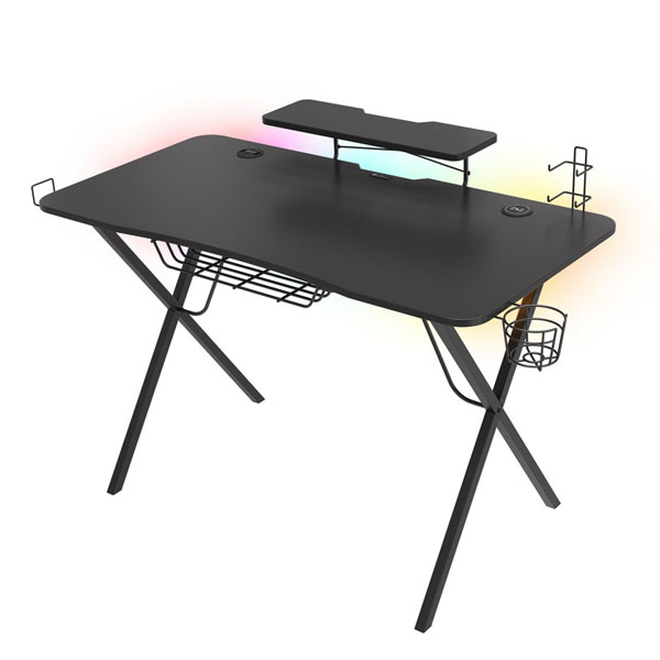 Genesis Holm 300 RGB Játékos Asztal, 3xUSB 3.0, Vezeték nélküli töltő