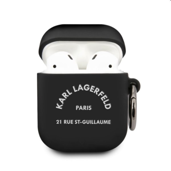 Karl Lagerfeld Rue St Guillaume szilikon tok for Apple AirPods 1/2, fekete