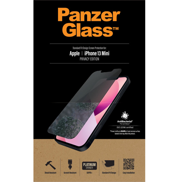 Temperált védőüveg PanzerGlass Standard Fit AB privát szűrüvel for Apple iPhone 13 mini, átlátszó