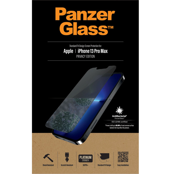 Temperált védőüveg PanzerGlass Standard Fit AB privát szűrővel for Apple iPhone 13 Pro Max, átlátszó
