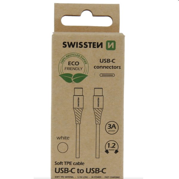 Swissten Data kábel USB-C / USB-C 1.2 m, fehér