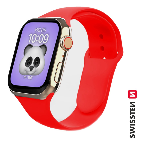 Swissten szilikon karpánt  Apple Watch 42-44, piros