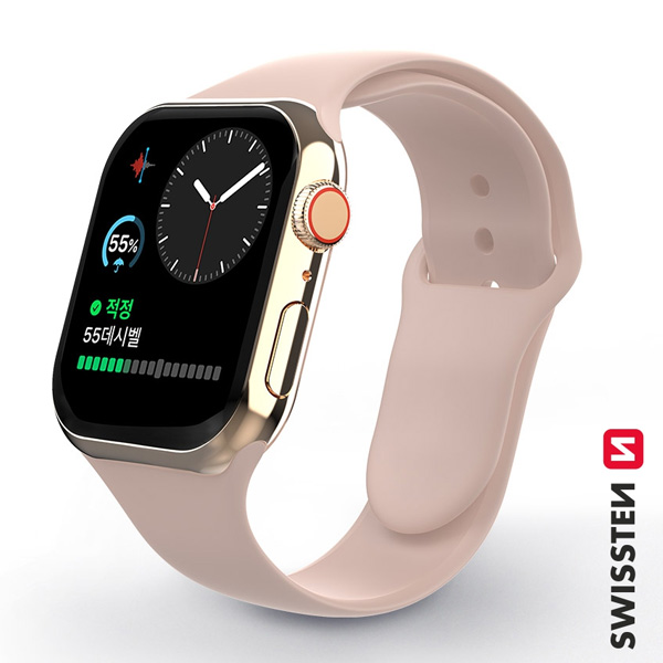 Swissten szilikon karpánt Apple Watch 42-44, rózsaszín