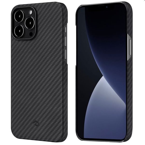 Tok Pitaka MagEZ aramidszálból iPhone 13 Pro Max, fekete/szürke Tok Pitaka MagEZ aramidszálból iPhone 13 Pro Max, fekete/szürke