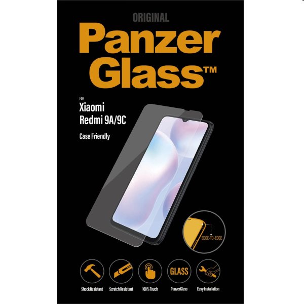 PanzerGlass Case Friendly Temperált védőüveg Xiaomi Redmi 9A/9AT/9C számára, Fekete