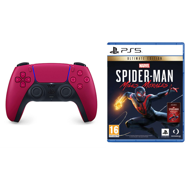 PlayStation 5 DualSense Vezeték nélküli Vezérlő, cosmic piros + Marvel’s Spider-Man: Miles Morales HU (Ultimate Kiadás)
