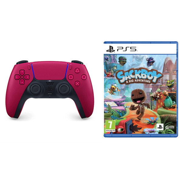 PlayStation 5 DualSense Vezeték nélküli Vezérlő, cosmic piros + Sackboy: A Big Adventure HU