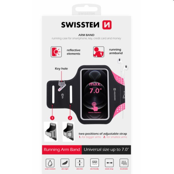 Sportos tok Swissten Armband 7", rózsaszín